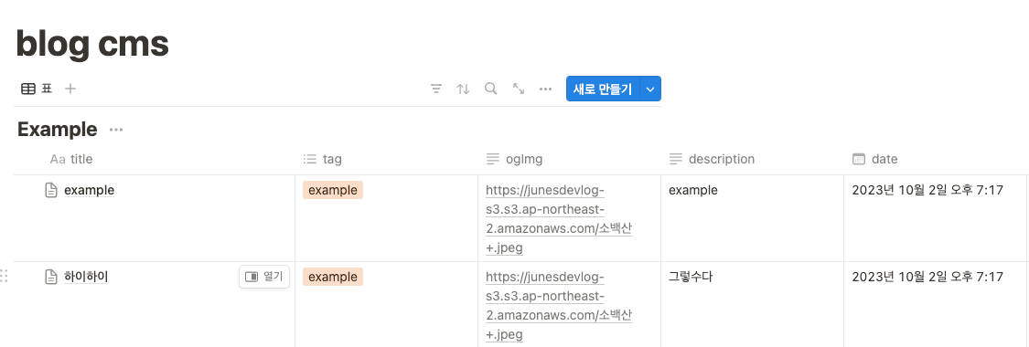 노션 API 예시